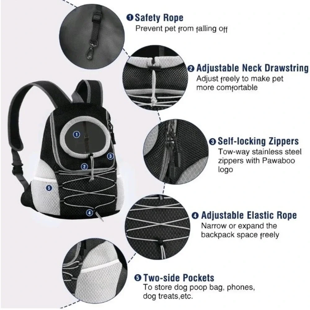 Pawaboo Pet Dog Cat  Carrier Backpack, Puppy Travel Front Carrier for Small Pets